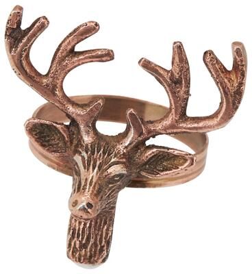 Saro Lifestyle Reindeer Napkin Rings (Set of 4) - Rustic Reindeer Napkin Rings for Christmas Table Settings, Holiday Entertaining