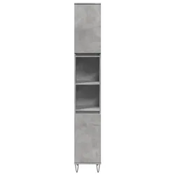 Helloshop26 - Eleganter Badezimmerschrank Aufbewahrung 30 x 30 x 190 cm Holzwerkstoff Betongrau