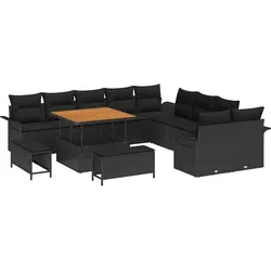 vidaXL Garten-Sofa-Set 13 pcs Schwarz Poly-Rattan