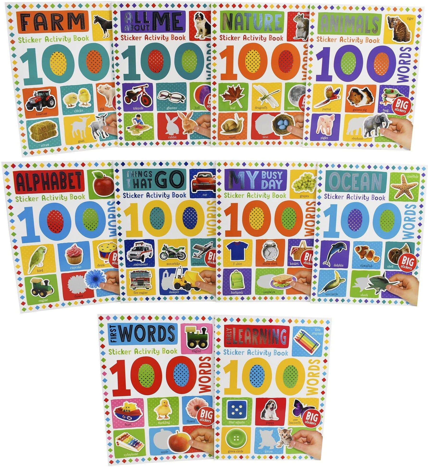 Make Believe Ideas My First 100 Words Home Learning Sticker Activity 10 Books Collection Set – Educational Activity Collection for Kids