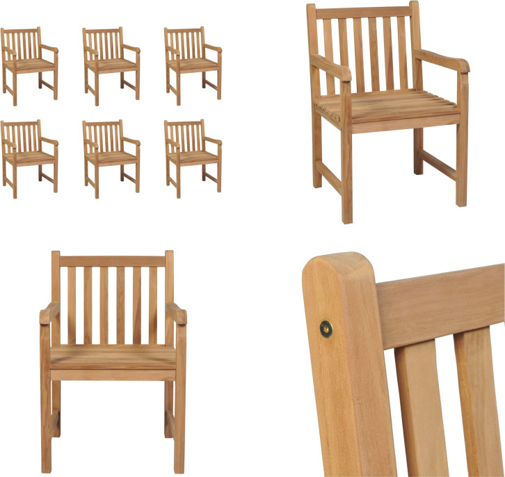 vidaXL Gartenstühle 6 Stk. Massivholz Teak - Gartenstuhl - Gartenstühle - Outdoor-Stuhl - Outdoor-Stühle