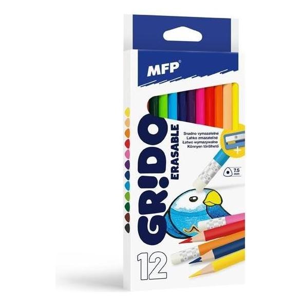 MFP Paper Dreieckige Buntstifte mit Radiergummi und Spitzer, 12 Stk (12x) (47795424)