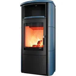 Kaminofen HARK 57 FlameKat EX 5 kW, Ofenkacheln Jeansblau, Korpus graphit