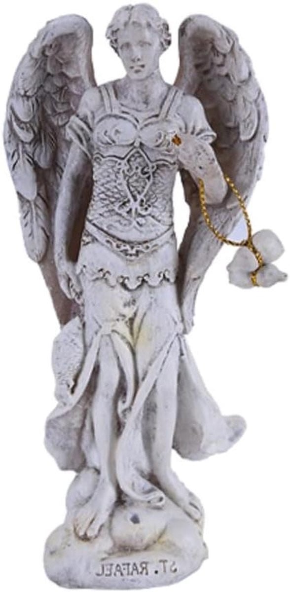 Handbeschilderd Engel Figuur Decoratie - Crèmekleurig - Hoogte: 13 cm
