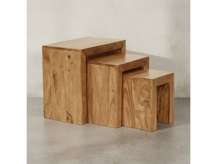 KADIMA DESIGN Satztisch Tisch Set: Massivholz-Design, vielseitig nutzbar, handgefertigt