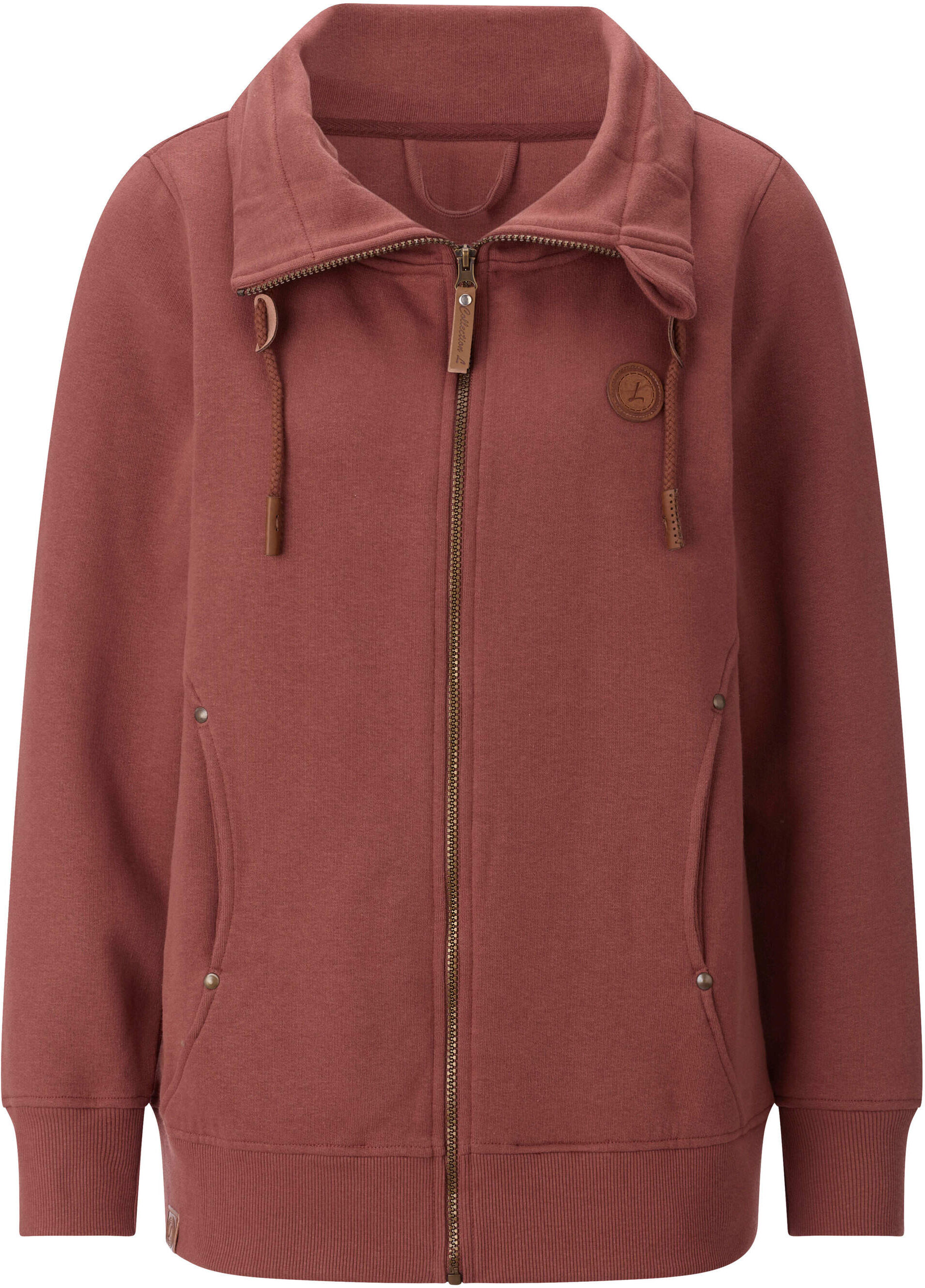 Shirtjacke WITT "Shirtjacke Shirtjacke mit Reißverschluss", Damen, Gr. 48, rotbraun, Sportlich, Shirts Shirtjacke