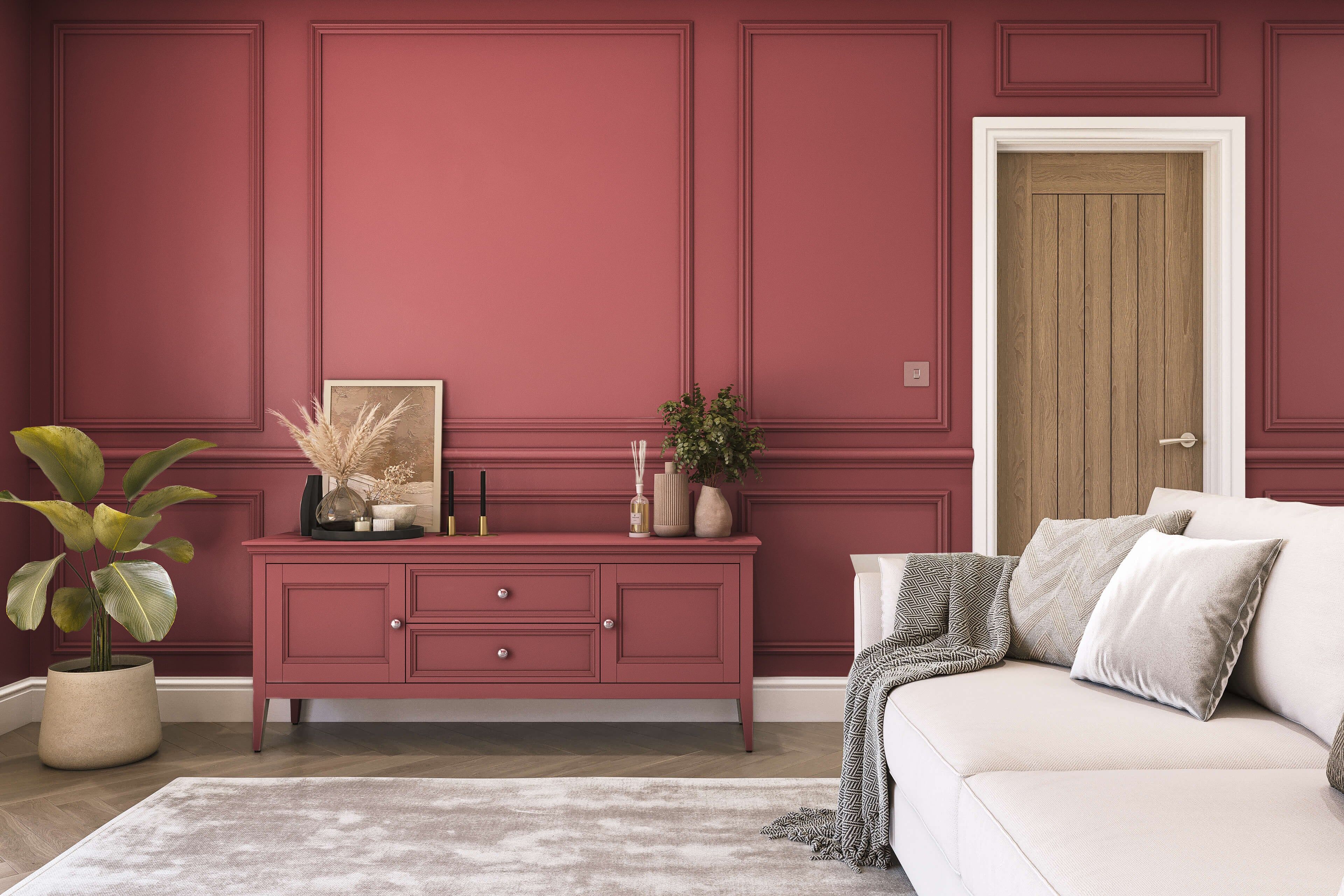 Hemway Chalk Based Furniture Paint   Dark Blush Pink   Shabby Chic   Chalky Matt Finish - Dark Blush Pink - 1L