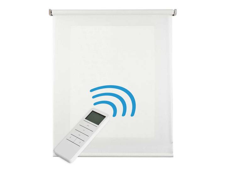 Storesdeco Rollo motorisiert, Weiß, 160 x 250 cm, Kunststoff, Uni, Rechteckig, 160x250 cm, Heimtextilien, Vorhänge, Rollos