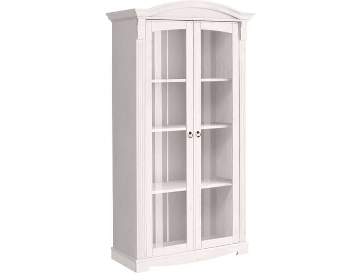 Vitrine GOODPRODUCT Anna, Standvitrine, Vitrinenschrank, Glasvitrine , weiss (weiß), B:97cm H:188cm T:46cm, Massivholz, Schränke, Vitrine, mit Glastüren, Höhe 188 cm, Massivholz, mit Zierfräsungen, FSC