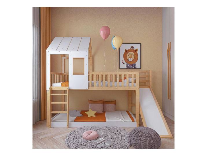 LuxusKollektion Etagenbett Etagenbett mit Rutsche 90x200 cm (1-St)
