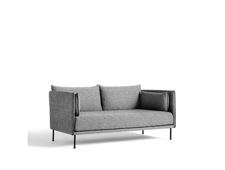 HAY Silhouette 2-Sitzer Sofa Olavi 03 grey-schwarz Metallbeine