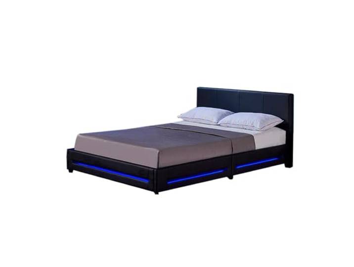 Home Deluxe - LED Bett Asteroid - Schwarz, 180 x 200 cm - Inkl. Matratze und Lattenrost I Polsterbett Design Bett inkl. Beleuchtung