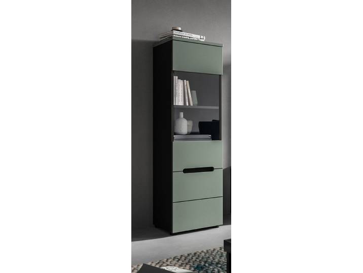 Vitrine Canu , Smoke Green / Basalt Grau ohne Beleuchtung