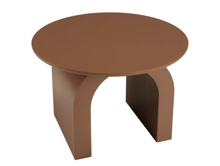MACABANE AGATHE - Table basse ronde en bois laqué terracotta D60cm