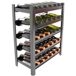 PROREGAL Weinregal Toskana, HxBxT 75x60x30 cm, 30 Flaschen auf 5 Ebenen, Schwarz, Wein Metallregal, Weinständer, Flaschenstände