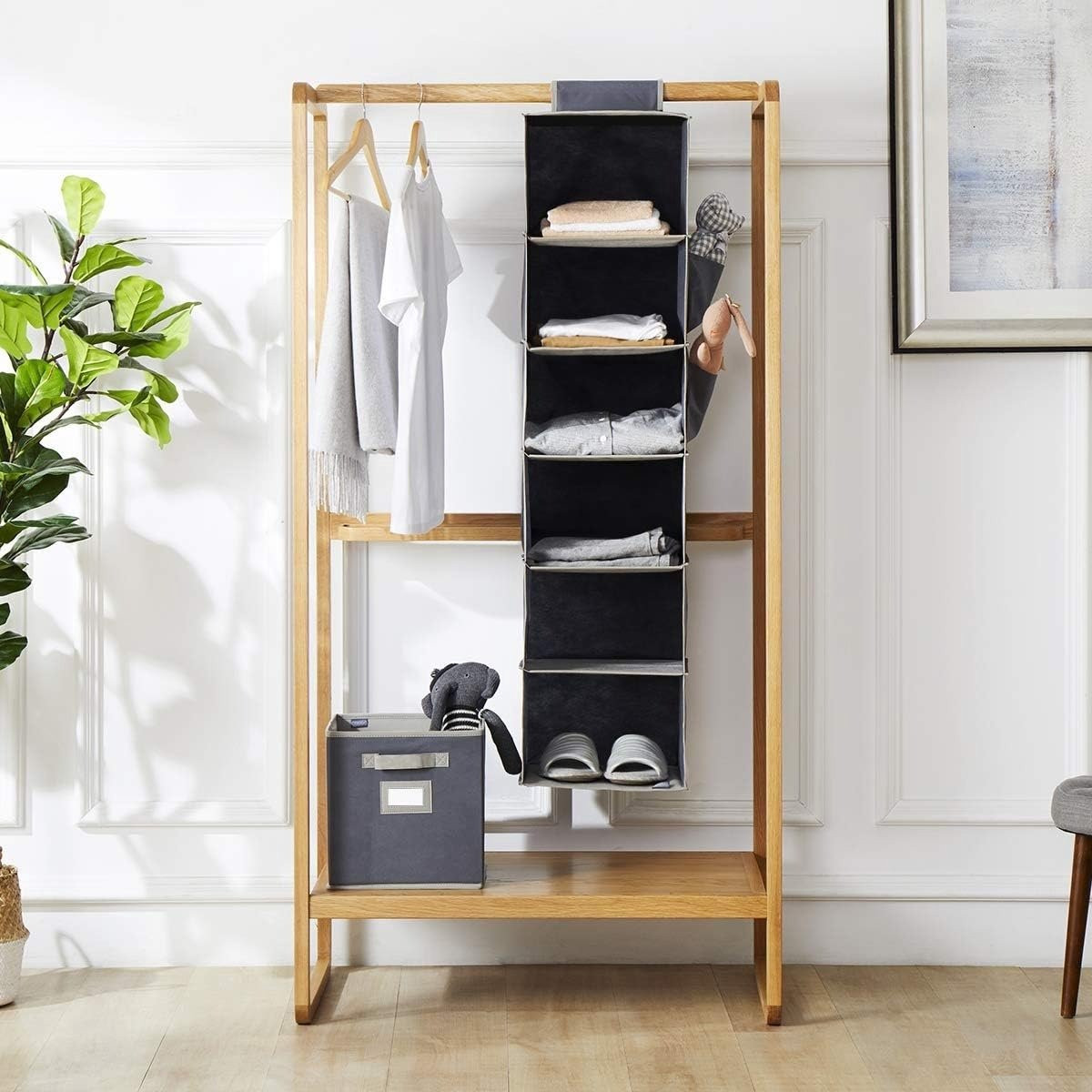 QPFO Opvouwbare Hangende Kledingkast - Kledingorganizer met 6 Niveaus - Grijs
