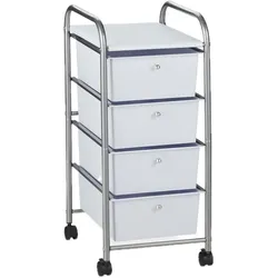 Relaxdays Badrollwagen, 4 Schubladen, Metall & Kunststoff, Rollcontainer Bad, Kosmetik, HBT: 74 x 33 x 39 cm, silber