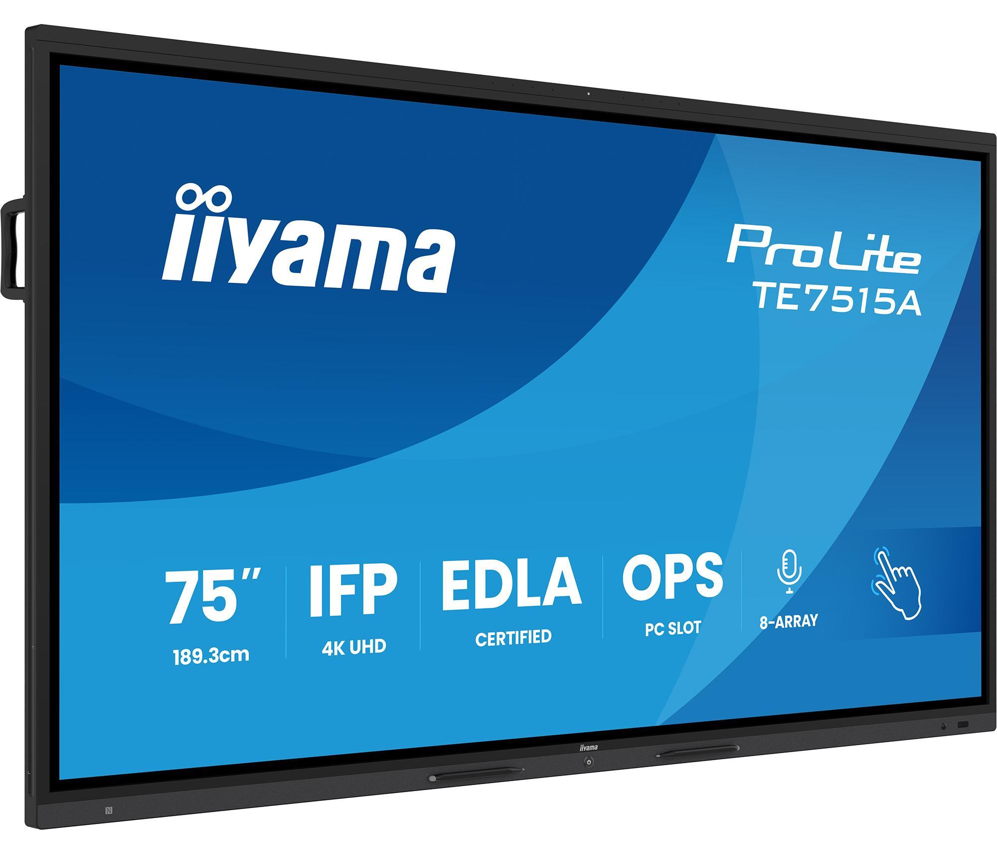 iiyama TE7515A-B1AG, Interaktiver Flachbildschirm, 190,5 cm (75"), 3840 x 2160 Pixel, WLAN