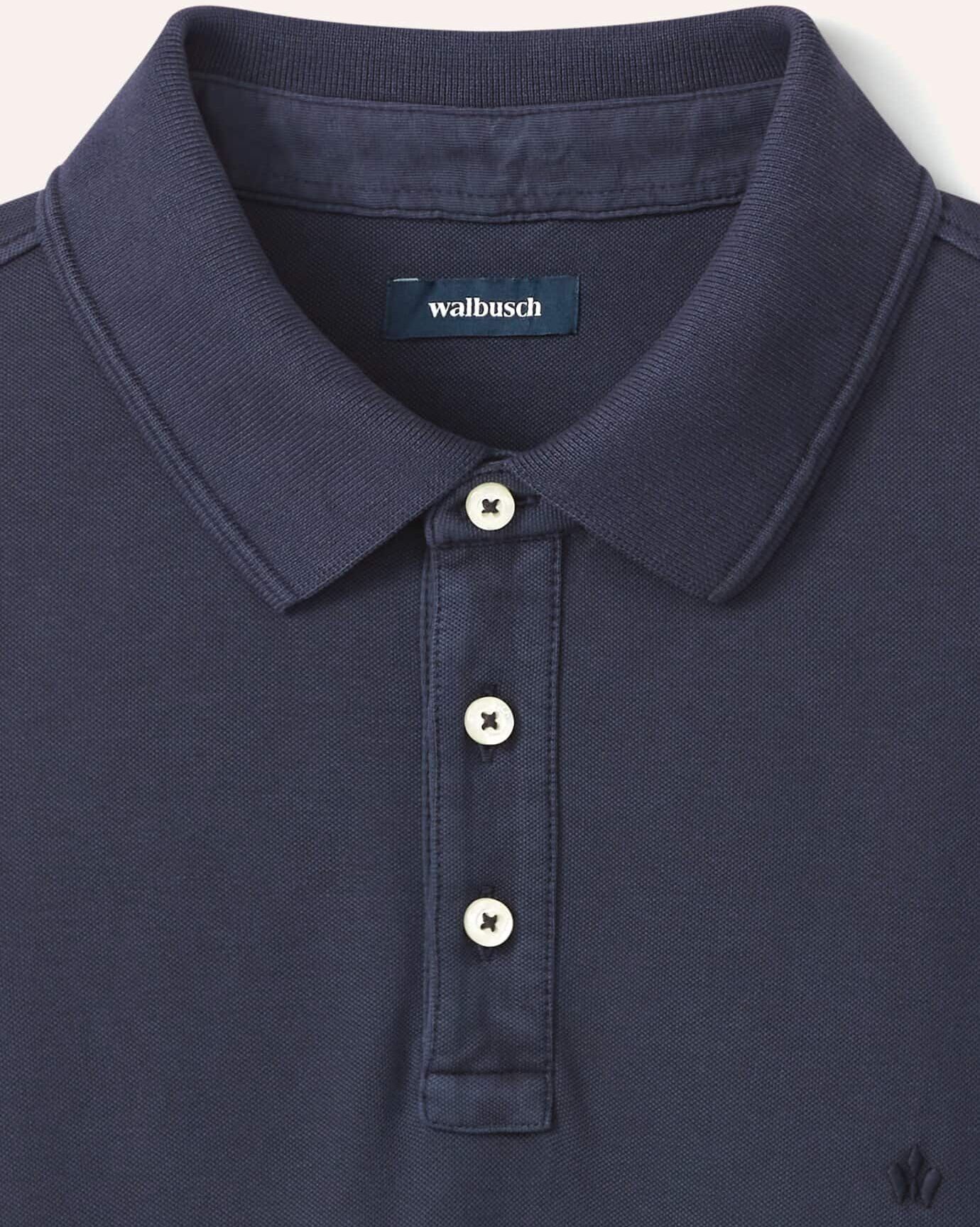 Walbusch Überfärber Polo, normale Größen, Farbe Blau, 48, atmungsaktive Baumwolle komfortabel durch Elasthan Herren