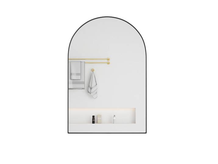 Modfu Spiegelschrank 91x61x12cm schwarz mit gehärtetem Glas Wandmontage,Feuchtigkeitsbeständig,Integrierter Stauraum, Silberfarben, 61x91x12 cm, Badezimmer, Badezimmerspiegel, Spiegelschränke