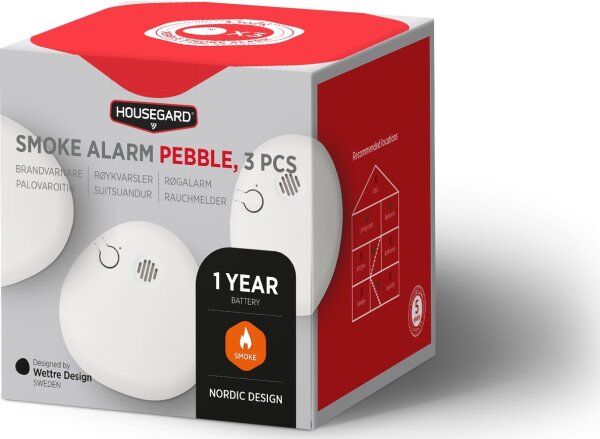 Housegard Pebble Sa700 Optisk Røgalarm, 3-Pak