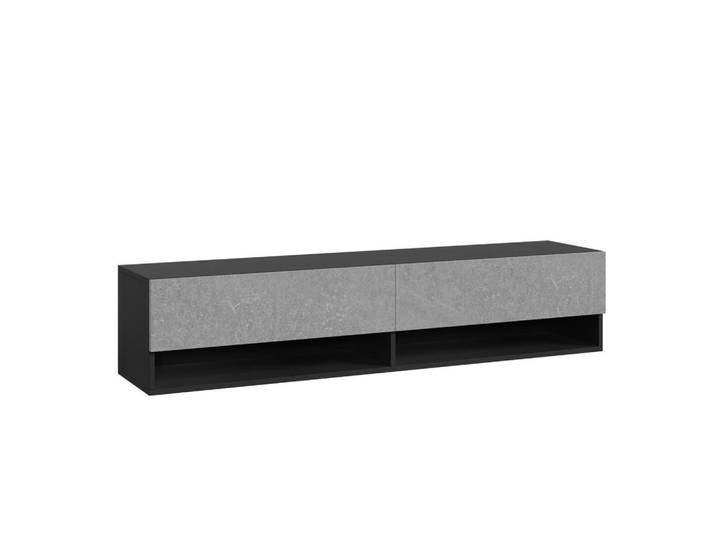 [en.casa] Hängelowboard Halmstad, Schwarz, Grau, Holzwerkstoff, Beton Optik, Rechteckig, 140x30x31 cm, Wohnzimmer, TV Möbel, Lowboards, Lowboards hängend