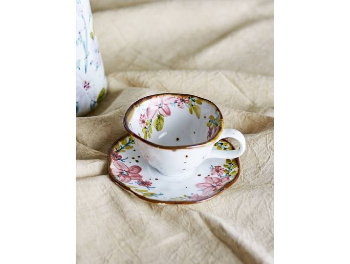 Tasse mit Untertasse Savina Rose 4er-Set Ø 15cm Multicolor