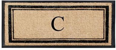 A1 Home Collections Natural Coir and Non Slip Rubber Front Door Mat Thin Profile Large Monogrammed Doormat