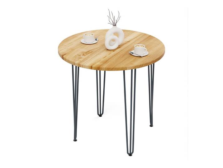LAMO Manufaktur Esstisch Tisch rund 80 cm Stärke: 28mm, Farbe: Rustikal, Beine: Anthrazit (1 Tisch), Holztisch rund, Esstisch für 2 Personen Runder Tisch für Küche
