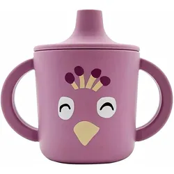 Trixie Baby, Kindergeschirr + Kinderbesteck, Silikon Trinklernbecher Pfau