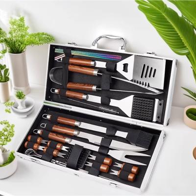 LightInthebox Stainless Steel Aluminum Box Combination Barbecue Set BBQ Utensils Outdoor Camping Barbecue Tools 24 Piece Set