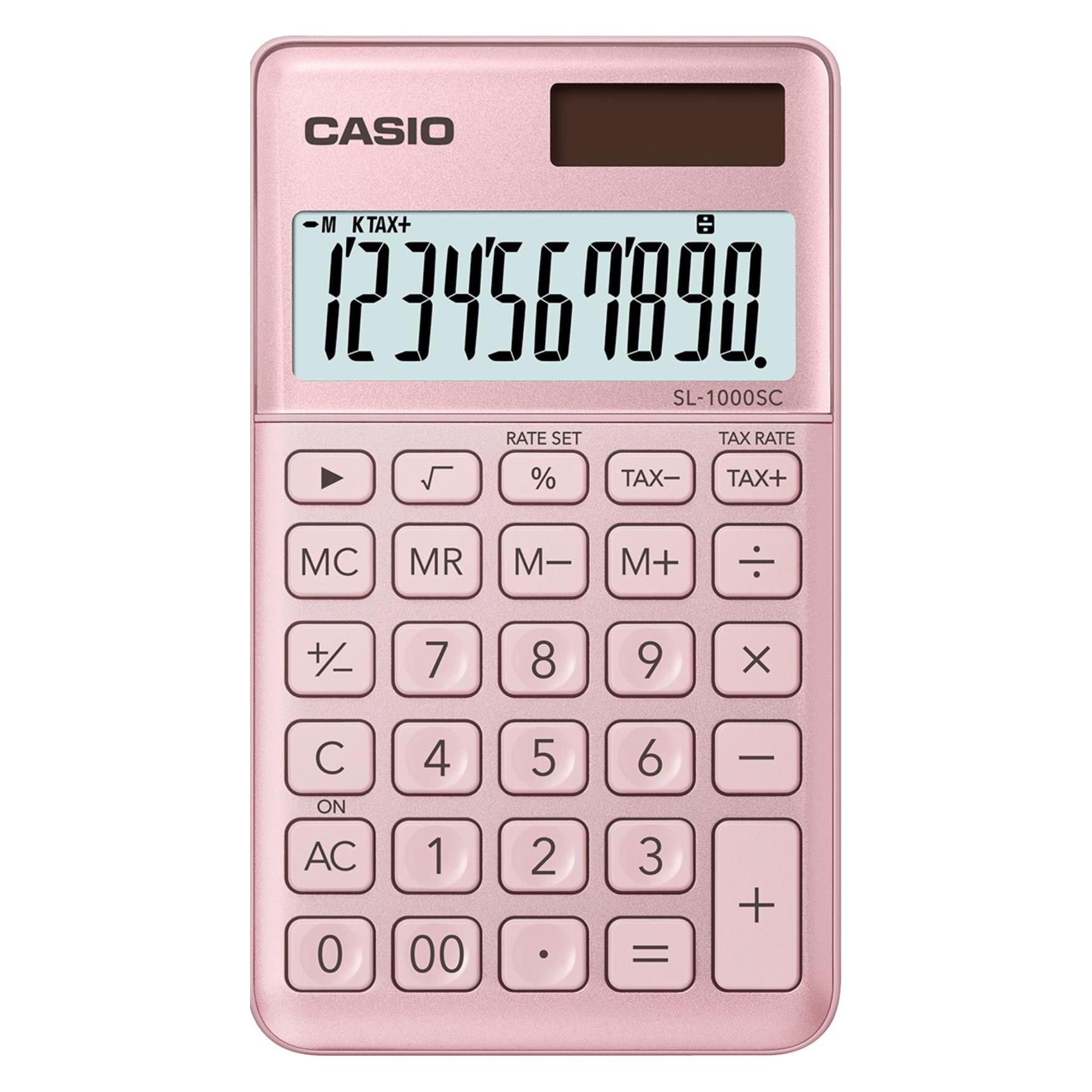 Casio Taschenrechner BIC SL1000SCP 10-stellig pink (Batteriebetrieb, Solarenergie) (SL-1000SC-PK)
