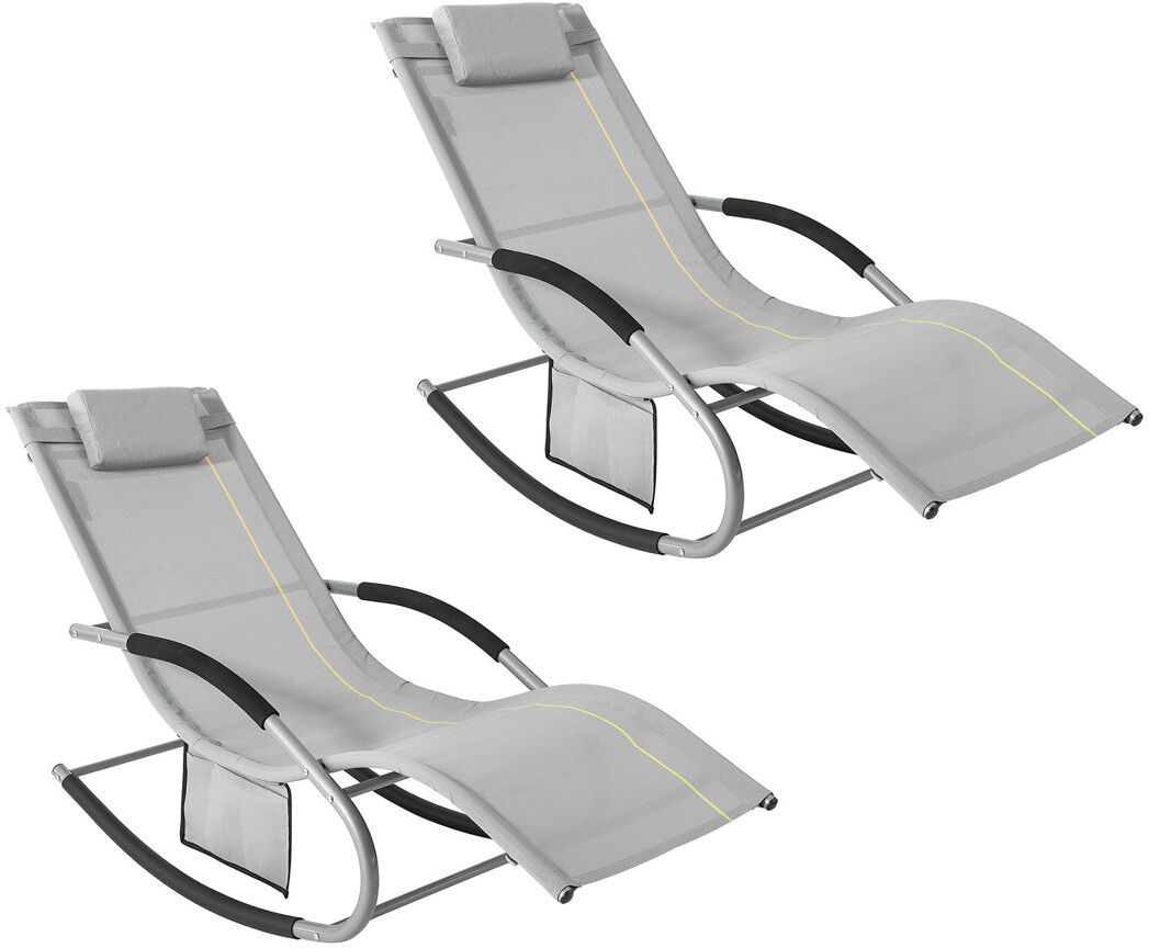 Dakota Fields Flendersen 150 cm Long Reclining Sun Lounger with Cushions Patio Chaise Lounge Grey 87cm H X 63cm W X 150cm L