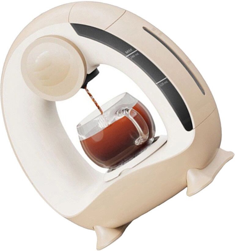 INF miniQ kompakte Tropfkaffeemaschine mit Kapselhalter, leiser 85-°C-Brühung, 20-Sekunden-Aufheizung und 220v-Europanutzung Champagne