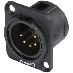 HICON XLR, 5-pol , Metall-, Löttechnik-Einbaustecker, vergoldete(r) Kontakt(e), Type D, schwarz