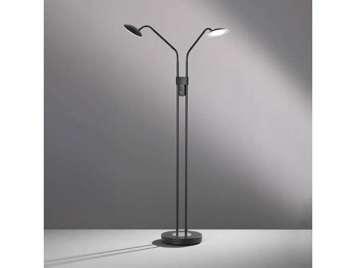 Lampadaire LED - type A 26 x 135 x 26cm Noir/Noir 2 Fer verni Verre satiné Module LED