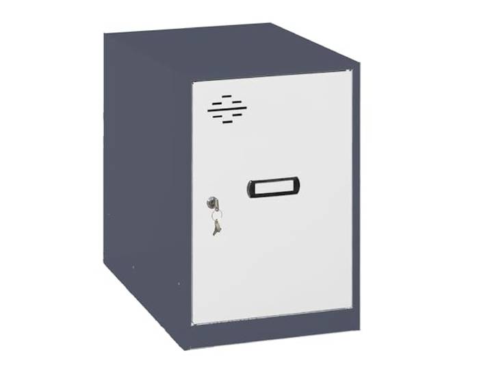 Simon Rack Simonlocker Kommode, klein, 475 x 400 x 500 mm Inklusive 2 Schlüssel, Korrosionsschutzfarbe, Lüftungsschlitz und Etikettierer, Anthrazit/Weiß