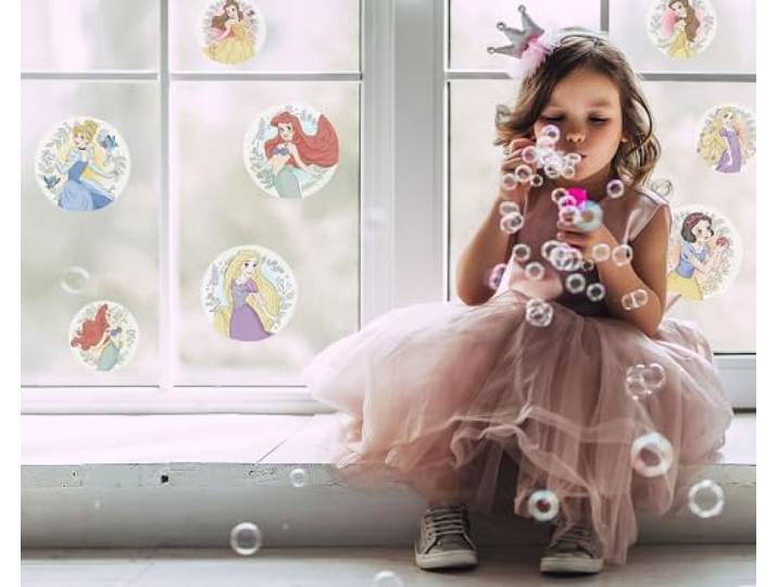 Disney Fenstersticker - Princess Kindness Bubbles - Größe 30 x 30 cm, 2 Bogen - Kinderzimmer, Babyzimmer, Fensteraufkleber, Fensterbild