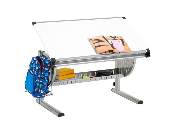 CARO-Möbel Kinderschreibtisch Sari weiß/alu, Weiß, Alufarben, Metall, Mode, 111x93x60 cm, Babymöbel & Kindermöbel, Kinderzimmer & Jugendzimmer, Kinderschreibtische