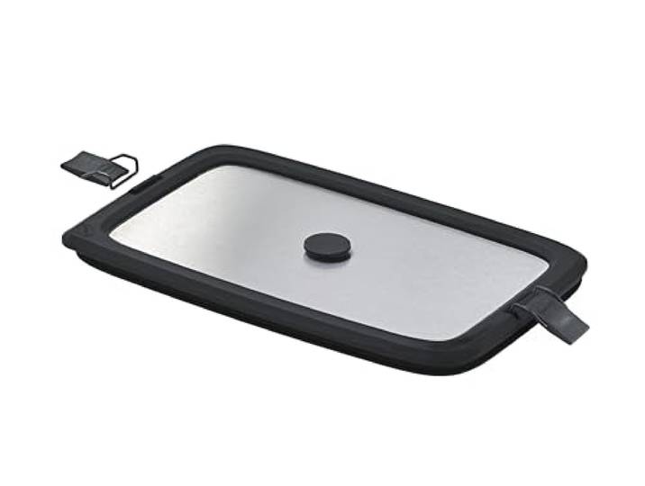 RÖSLE Edelstahldeckel FLEXX 2GO 1,0 L eckig mit Clips, aromadicht Passender Deckel für FLEXX 2GO Lunchboxen mit Silikonrand, aromadichter Abdichtung und praktischem Silikonventil