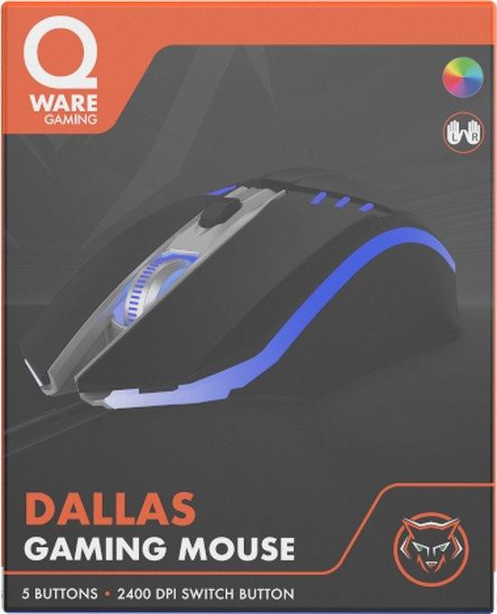 Qware Gaming Muis Dallas met RGB LED, Programmeerbaar en 2400 DPI