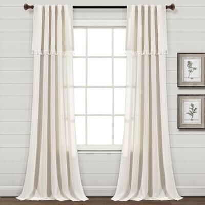 "Lush Decor Ivy Tassel Faux Linen Window Curtain Panel Pair - 84"" x 52"""