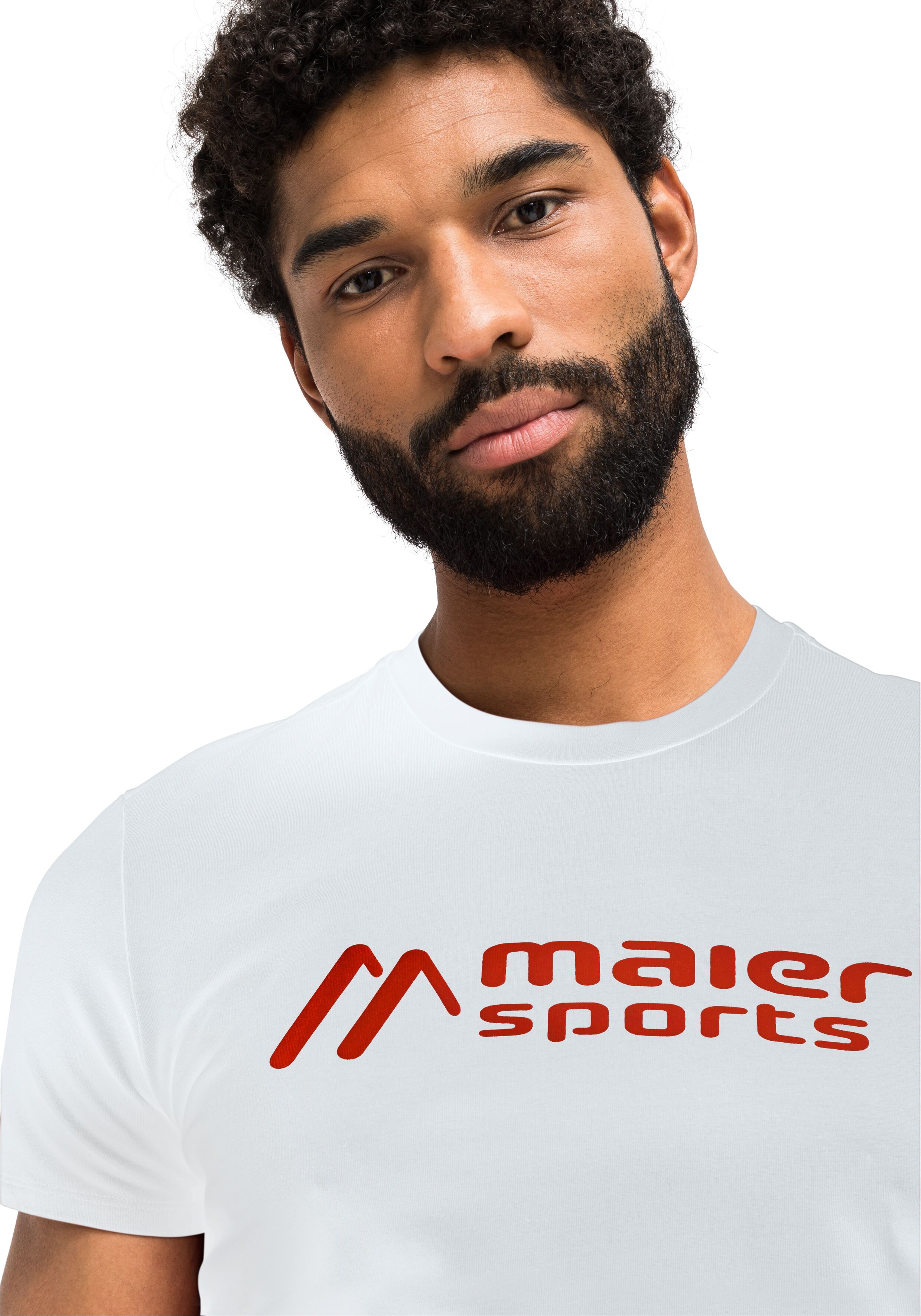 Funktionsshirt MAIER SPORTS "MS Tee M", Herren, Gr. 52, weiss (weiß), 90% Baumwolle, 10% Elasthan, Rundhals, Shirts Funktionsshirt, Vielseitiges Rundhalsshirt aus elastischem Material weiß 52