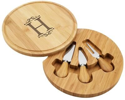 Picnic at Ascot Personalized Bamboo Charcuterie Board Set with Cheese Tools