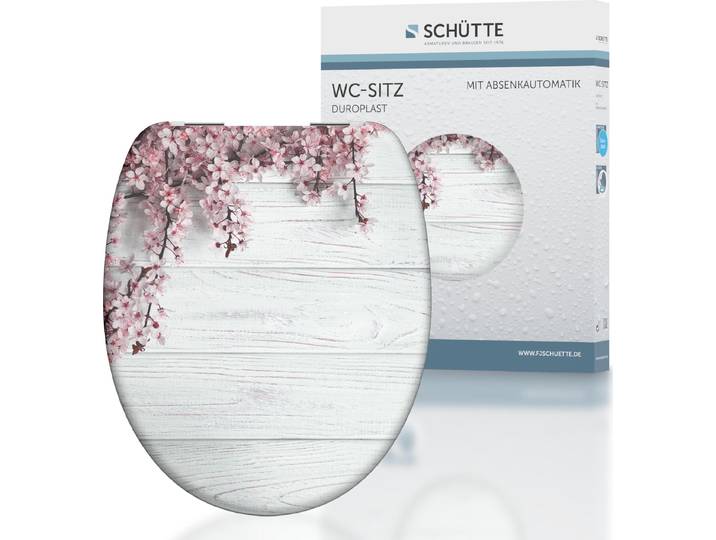 SCHÜTTE WC Sitz FLOWERS & WOOD, Duroplast Toilettendeckel mit Absenkautomatik, Klobrille, Toilettensitz