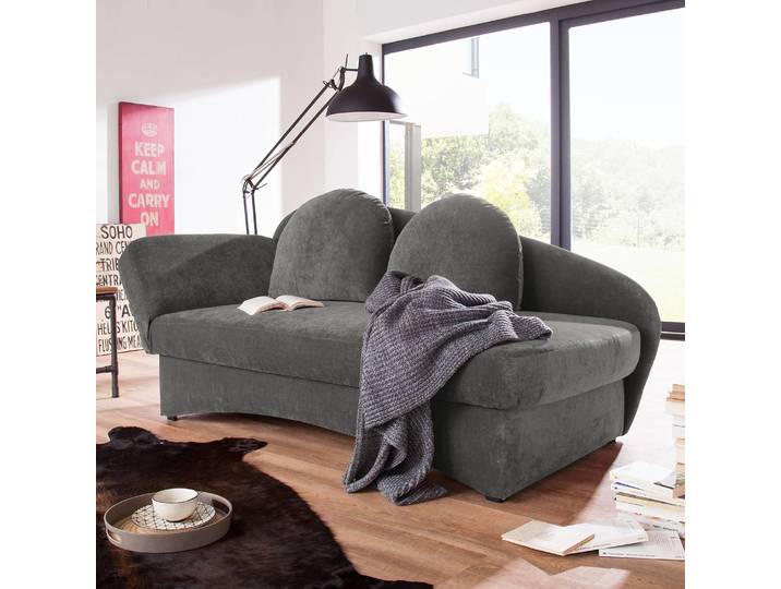 Recamiere Velours Grau/Grau Velours 182 x 85 x 86cm Armlehne davorstehend links Landhaus