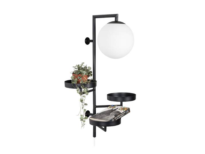 Design Wandlampe und Eckregal „Astoria“ - Schwarz Globen Lighting