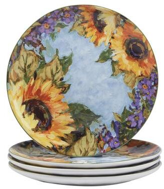 "Certified International Sunflower Bouquet 11"" Dinner Plates, Set of 4 - 10.75' x 11'"