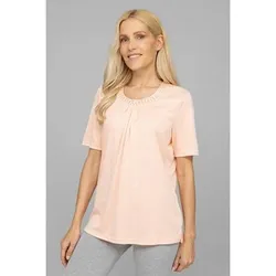 JERYMOOD HOMEWEAR Shirt, 1/2-Arm Mikrofaser Raffung Strassdekoration