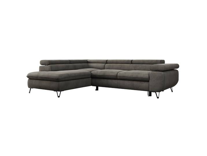 ECKSOFA PEDRO L Dunkelgrau Velvet - Links Seite